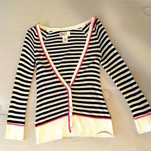 Cream and Navy Stripped Cardigan